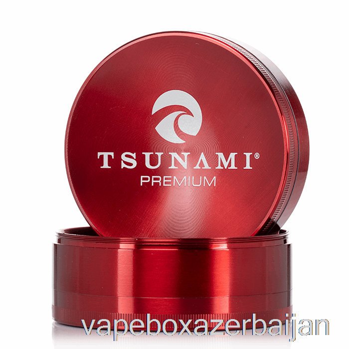 Vape Box Azerbaijan Tsunami 3.9inch 4-Piece Sunken Top Grinder Red (100mm)